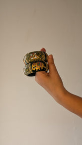 ELEPHANT & FLORAL LAC BANGLES - Green
